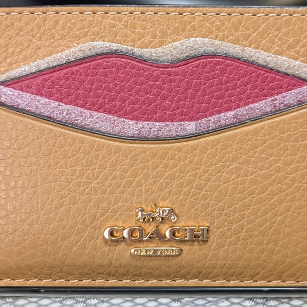 Coach Lips Card Holder - Latte Color - Picture 2 of 6